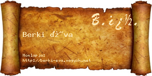 Berki Éva névjegykártya